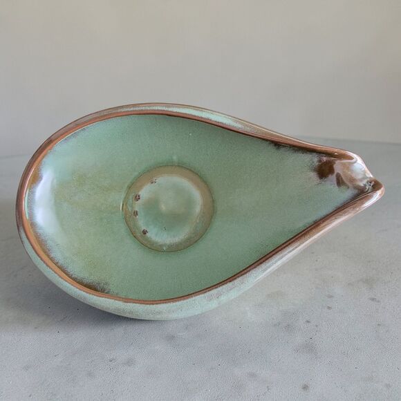 Vintage Frankoma Bowl #214 Art Pottery Distressed Green Brown Mid Century Modern - Picture 3 of 4